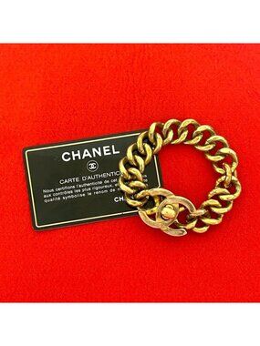 Chanel Vintage Coco Mark Chain Bracelet Bangle Accessory 95A